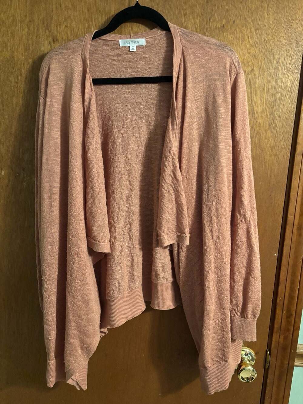 Daily Thread Women Pink Lightweight Open Front Draped Cardigan Size 2X